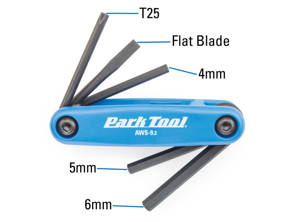 Park Tool AWS-9.2 Fold-up Hex Wrench and Screwdriver Set: T25 Torx®, 4mm, 5mm, 6mm 2 Park Tool AWS-9.2 Fold-up Hex Wrench and Screwdriver Set: T25 Torx®, 4mm, 5mm, 6mm - Image 2