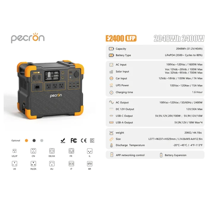 Pecron E2400LFP Portable Power Station – 2400W | 2048Wh 14 Pecron E2400LFP Portable Power Station – 2400W | 2048Wh