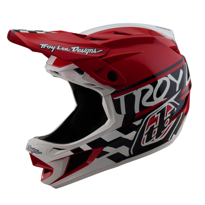TROY LEE DESIGNS - D4 AS POLYACRYLITE HELMET FIFTY-50 WHITE / RED 4 TROY LEE DESIGNS - D4 AS POLYACRYLITE HELMET FIFTY-50 WHITE / RED