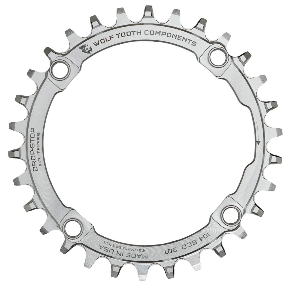 WOLF TOOTH - 104 BCD DROP-STOP CHAINRING - STAINLESS 2 WOLF TOOTH - 104 BCD DROP-STOP CHAINRING - STAINLESS - Image 2