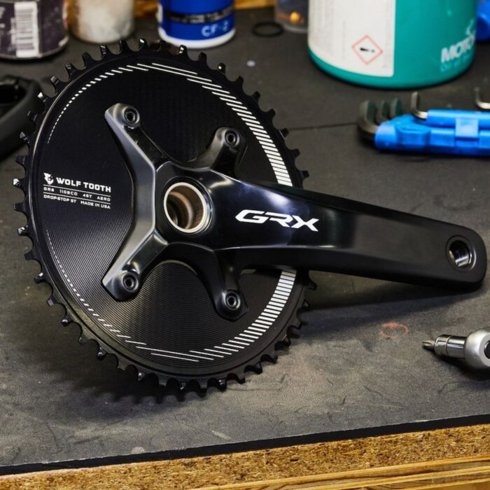 WOLF TOOTH - SHIMANO GRX AERO 1X DROP-STOP ST CHAINRING - 110 x 4 BCD - SHIMANO HG+ 15 WOLF TOOTH - SHIMANO GRX AERO 1X DROP-STOP ST CHAINRING - 110 x 4 BCD - SHIMANO HG+