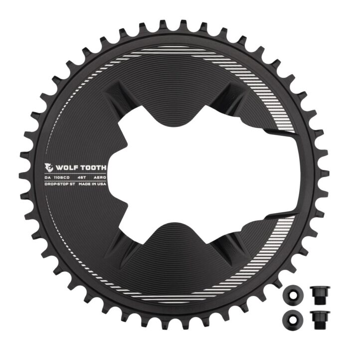 WOLF TOOTH - SHIMANO 9200 AERO 1X DROP-STOP CHAINRING - 110 x 4 BCD - SHIMANO HG+ 15 WOLF TOOTH - SHIMANO 9200 AERO 1X DROP-STOP CHAINRING - 110 x 4 BCD - SHIMANO HG+