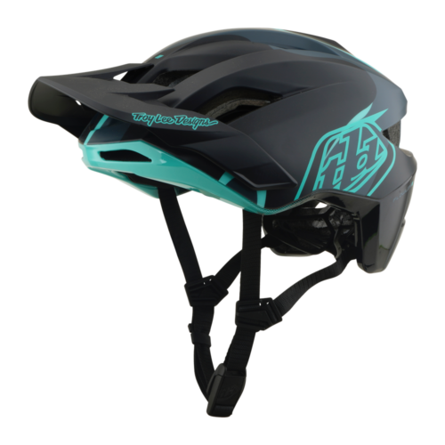 Troy Lee Designs Flowline SE MIPS Helmet in Badge Carbon / Real Teal