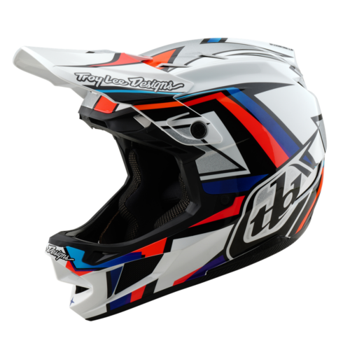 Troy Lee Designs D4 Composite MIPS Helmet in Frames White / Silver
