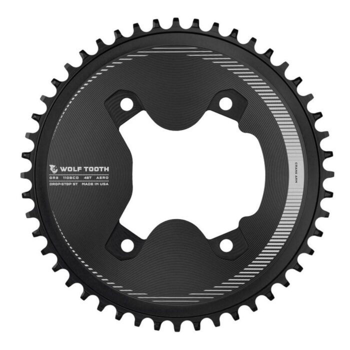 WOLF TOOTH - SHIMANO GRX AERO 1X DROP-STOP ST CHAINRING - 110 x 4 BCD - SHIMANO HG+ 9 WOLF TOOTH - SHIMANO GRX AERO 1X DROP-STOP ST CHAINRING - 110 x 4 BCD - SHIMANO HG+