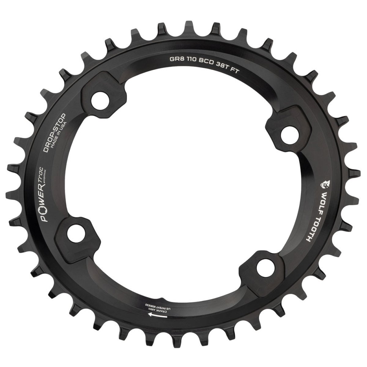 WOLF TOOTH - Oval 110 BCD Asymmetric 4 Bolt Chainring for Shimano GRX - 42T - Drop-Stop ST 1 WOLF TOOTH - Oval 110 BCD Asymmetric 4 Bolt Chainring for Shimano GRX - 42T - Drop-Stop ST
