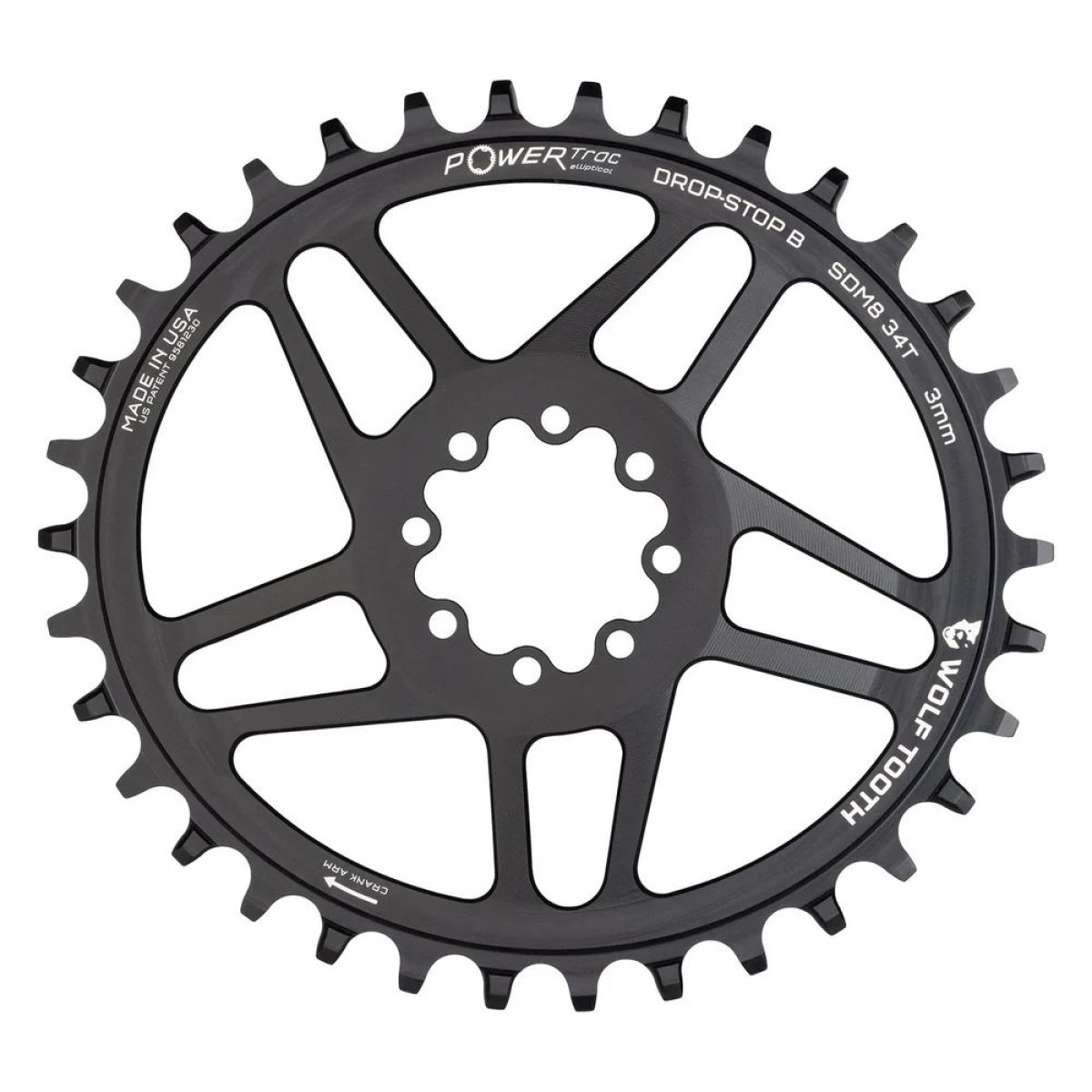 WOLF TOOTH - SRAM DM MTB 8-BOLT OVAL DROP-STOP B CHAINRING - 3MM OFFSET 1 WOLF TOOTH - SRAM DM MTB 8-BOLT OVAL DROP-STOP B CHAINRING - 3MM OFFSET