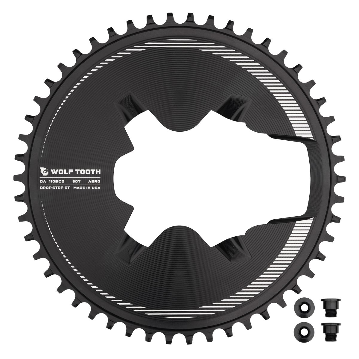 WOLF TOOTH - SHIMANO 9200 AERO 1X DROP-STOP CHAINRING - 110 x 4 BCD - SHIMANO HG+ 1 WOLF TOOTH - SHIMANO 9200 AERO 1X DROP-STOP CHAINRING - 110 x 4 BCD - SHIMANO HG+
