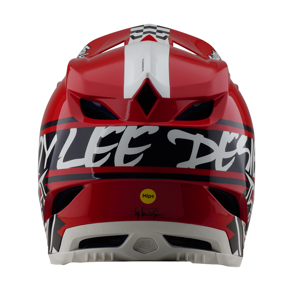 TROY LEE DESIGNS - D4 AS POLYACRYLITE HELMET FIFTY-50 WHITE / RED 2 TROY LEE DESIGNS - D4 AS POLYACRYLITE HELMET FIFTY-50 WHITE / RED - Image 2