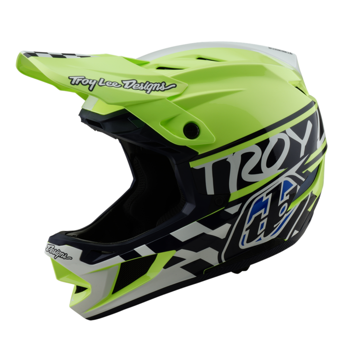Troy Lee Designs - D4 AS Polyacrylite Helmet Fifty-50 Navy / Glo Yellow