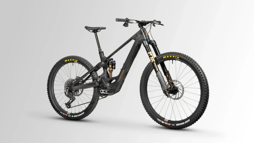 High-pivot eMTB on trail — Forbidden Druid E