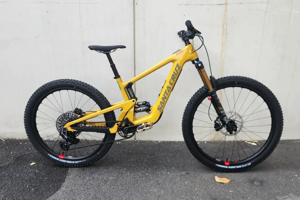 Yellow Santa Cruz full-suspension mountain bike built by Outset